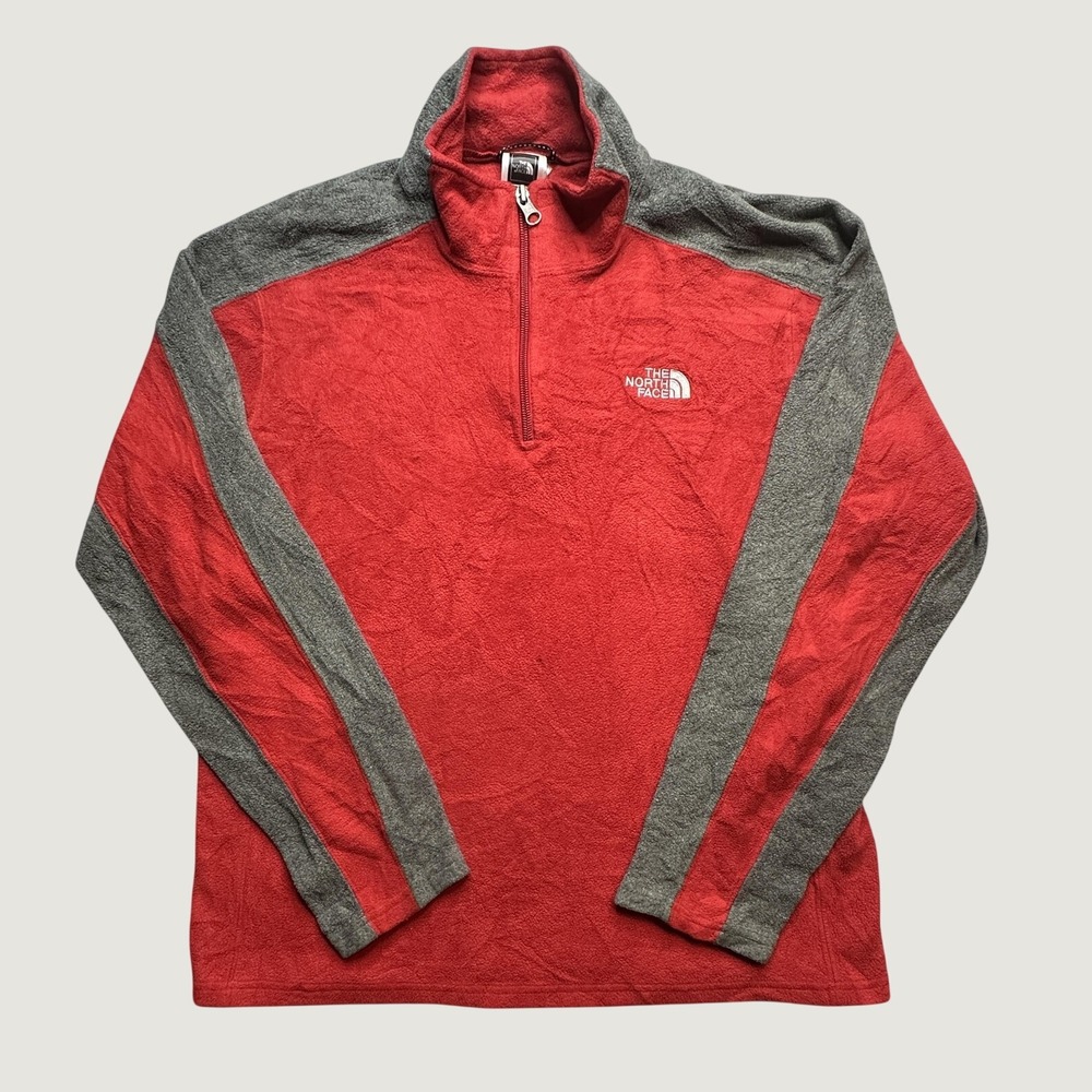 The North Face Fleece Pullover Boys XL Red T260 Quarter Zip Colorblock Sporty
